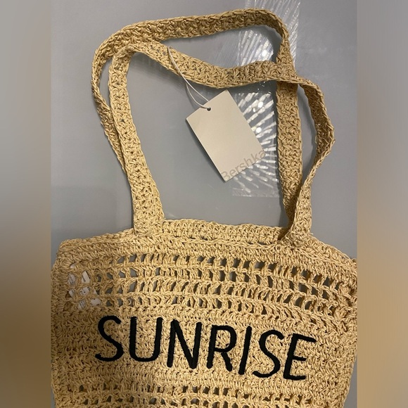 NWT Bershka crochet straw beach bag - Picture 7 of 8